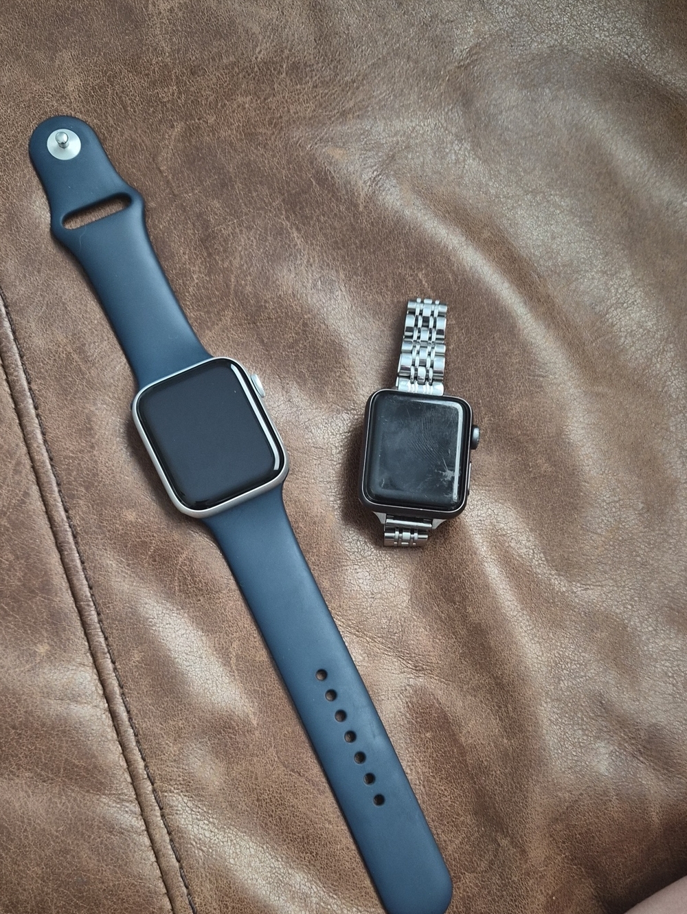 Smartwatch Pair - Blue Silicone Strap + Silver Metal Band